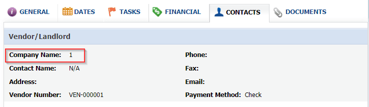 Vendor/Company Name Example