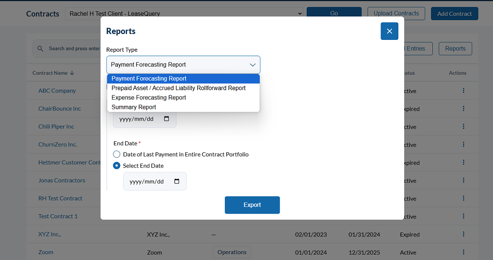 Contract management reports